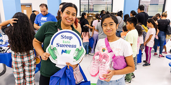 Step Into Success shoe drive program header promoting youth support initiatives