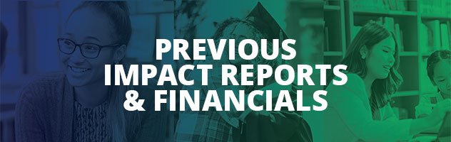 Previous annual impact reports header with Foundation logo and program highlights